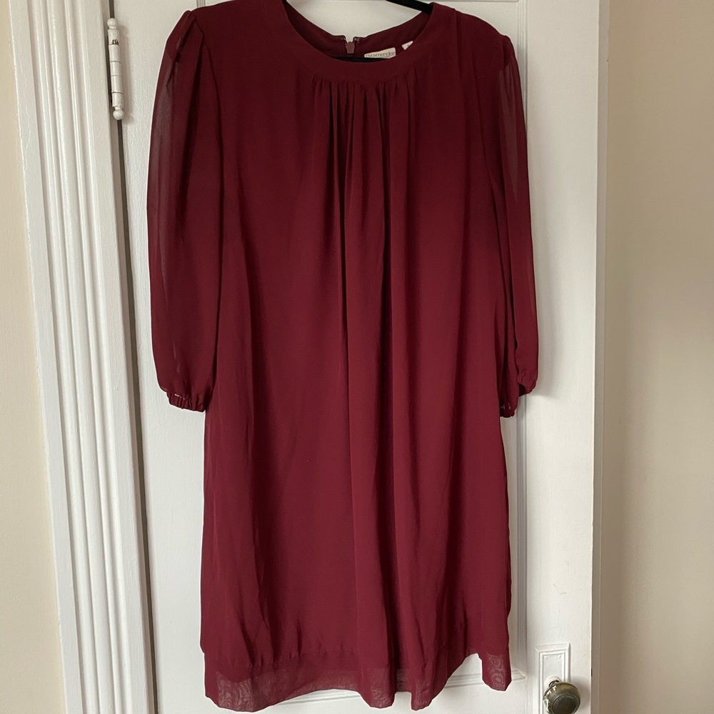 NY&CO Eva Mendes Maroon Sabrina Dress